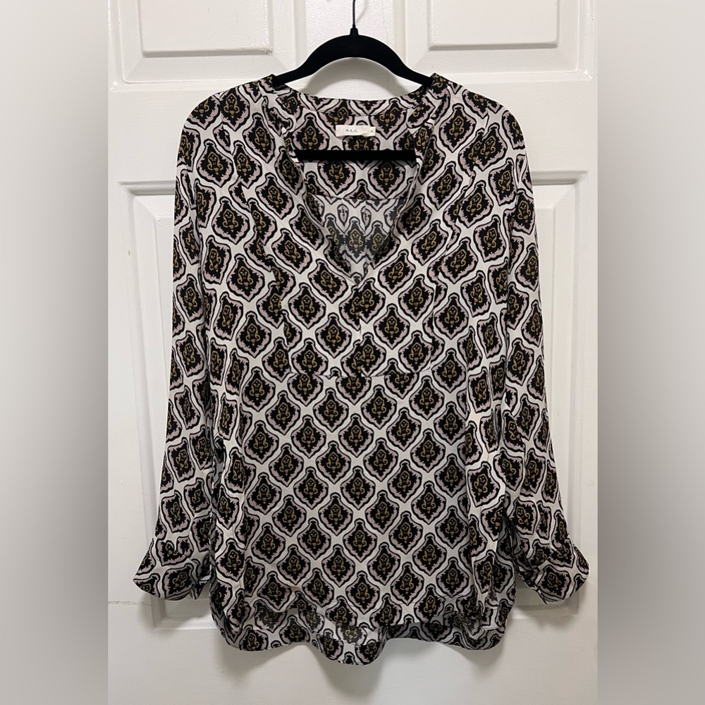 ALC Tunic Patterned Black and White Women's Top